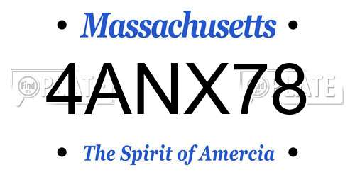 4ANX78 Massachusetts License Plate