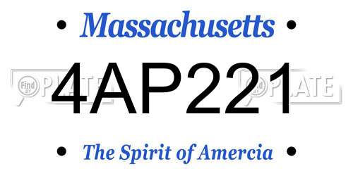 4AP221 Massachusetts License Plate