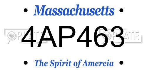 4AP463 Massachusetts License Plate