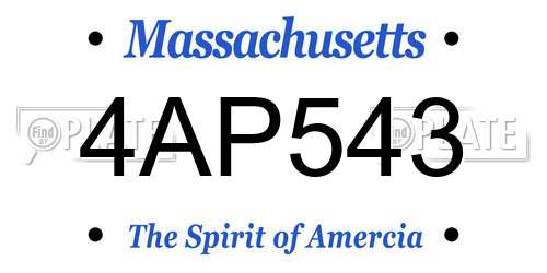 4AP543 Massachusetts License Plate