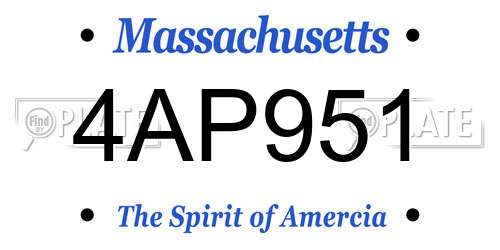 4AP951 Massachusetts License Plate