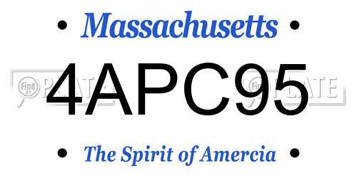 4APC95 Massachusetts License Plate