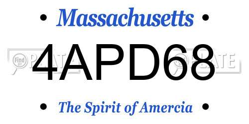 4APD68 Massachusetts License Plate