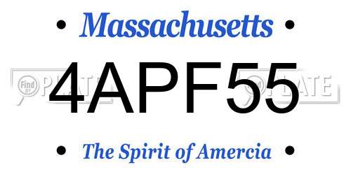 4APF55 Massachusetts License Plate
