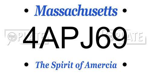 4APJ69 Massachusetts License Plate