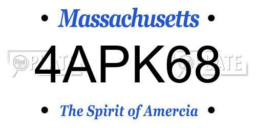 4APK68 Massachusetts License Plate
