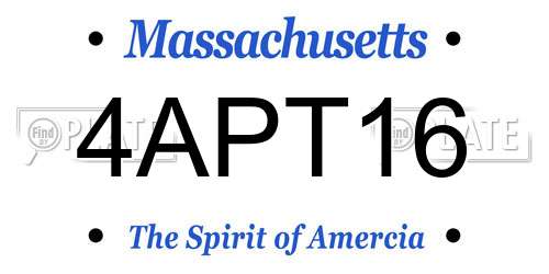 4APT16 Massachusetts License Plate