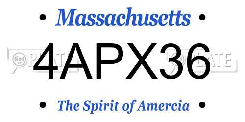 4APX36 Massachusetts License Plate