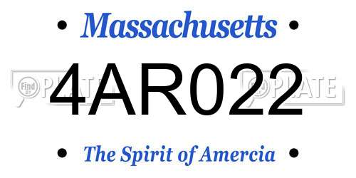 4AR022 Massachusetts License Plate