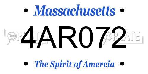 4AR072 Massachusetts License Plate