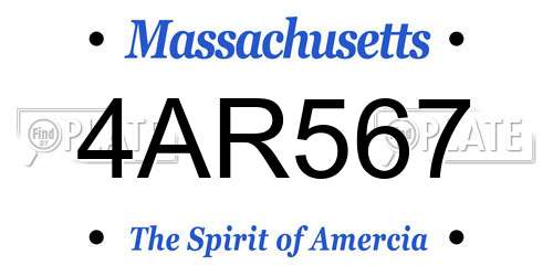 4AR567 Massachusetts License Plate