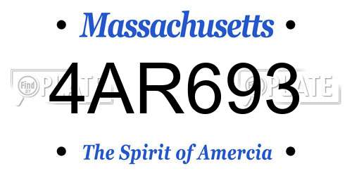 4AR693 Massachusetts License Plate