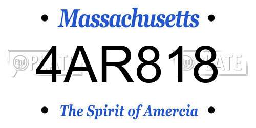 4AR818 Massachusetts License Plate