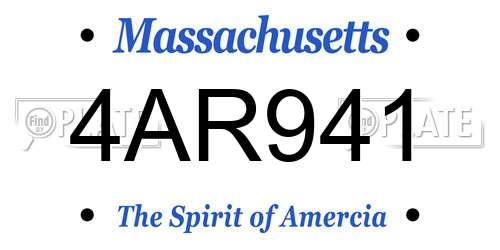 4AR941 Massachusetts License Plate
