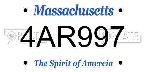 4AR997 Massachusetts License Plate