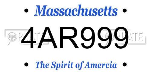 4AR999 Massachusetts License Plate