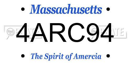 4ARC94 Massachusetts License Plate