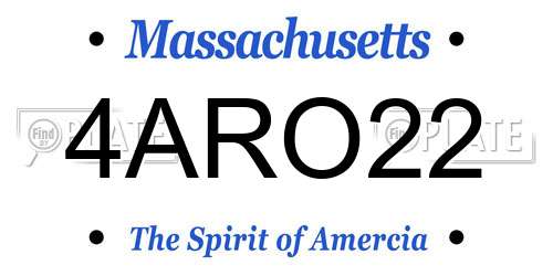 4ARO22 Massachusetts License Plate