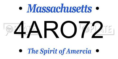 4ARO72 Massachusetts License Plate