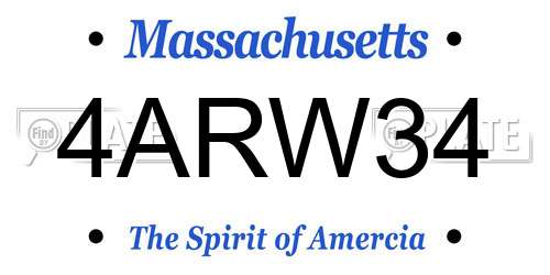 4ARW34 Massachusetts License Plate