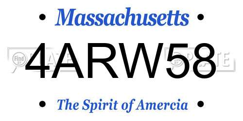 4ARW58 Massachusetts License Plate