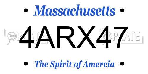 4ARX47 Massachusetts License Plate