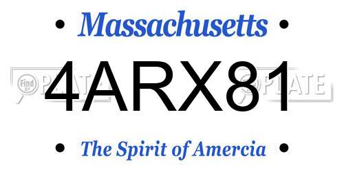 4ARX81 Massachusetts License Plate