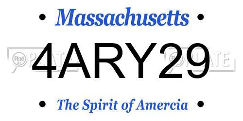4ARY29 Massachusetts License Plate