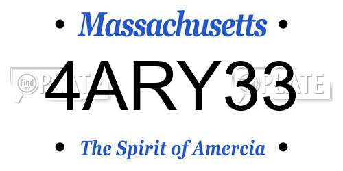 4ARY33 Massachusetts License Plate