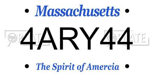4ARY44 Massachusetts License Plate