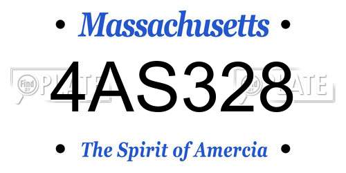 4AS328 Massachusetts License Plate