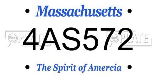 4AS572 Massachusetts License Plate