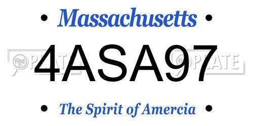 4ASA97 Massachusetts License Plate