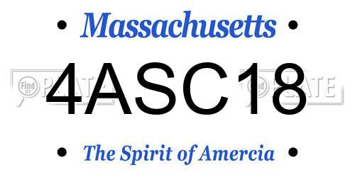 4ASC18 Massachusetts License Plate