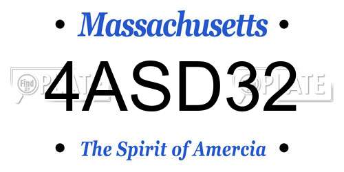 4ASD32 Massachusetts License Plate