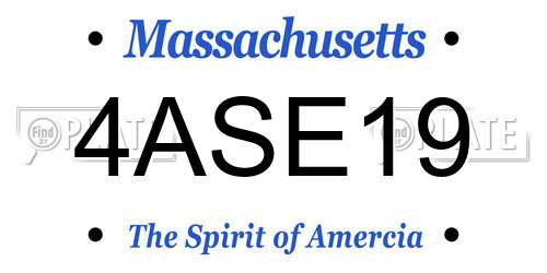 4ASE19 Massachusetts License Plate