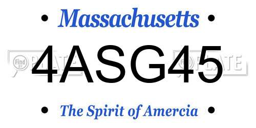 4ASG45 Massachusetts License Plate