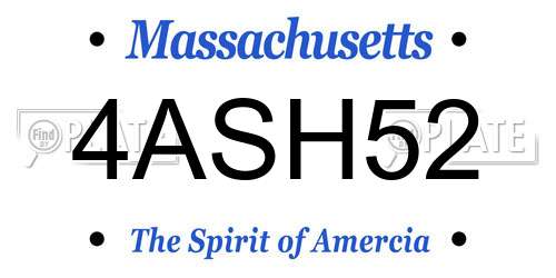 4ASH52 Massachusetts License Plate