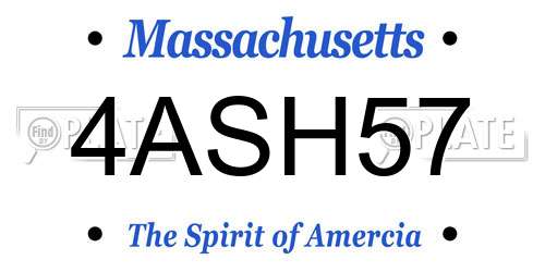 4ASH57 Massachusetts License Plate