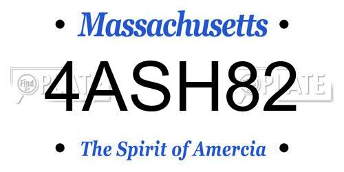 4ASH82 Massachusetts License Plate