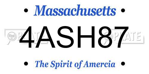 4ASH87 Massachusetts License Plate