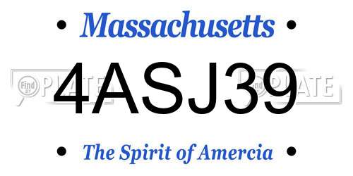 4ASJ39 Massachusetts License Plate
