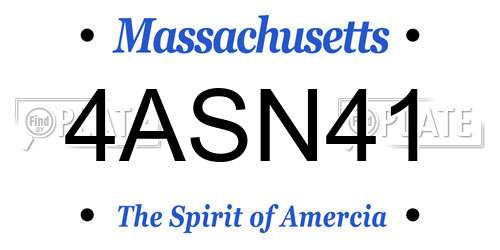 4ASN41 Massachusetts License Plate