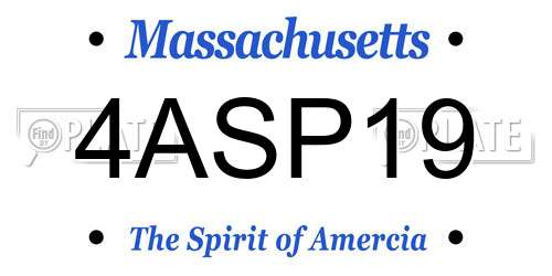 4ASP19 Massachusetts License Plate