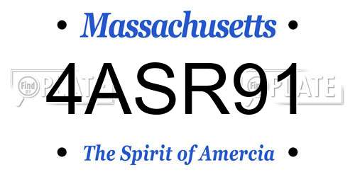 4ASR91 Massachusetts License Plate