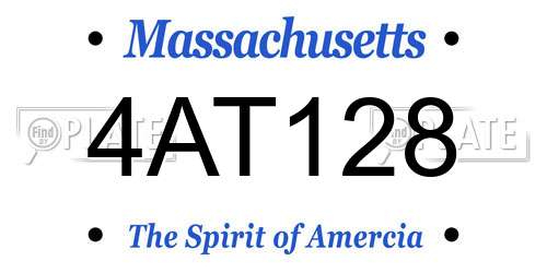 4AT128 Massachusetts License Plate