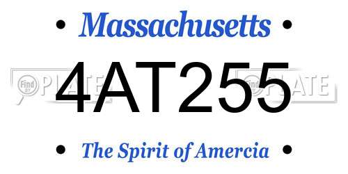 4AT255 Massachusetts License Plate