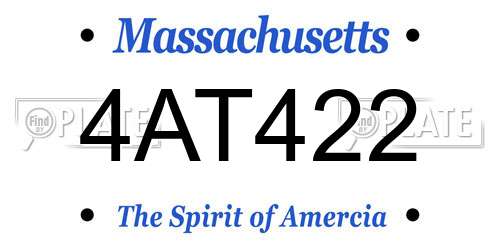 4AT422 Massachusetts License Plate