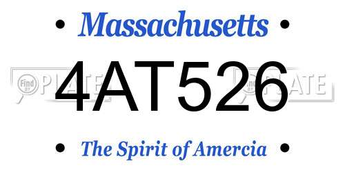 4AT526 Massachusetts License Plate