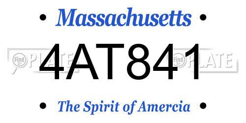 4AT841 Massachusetts License Plate